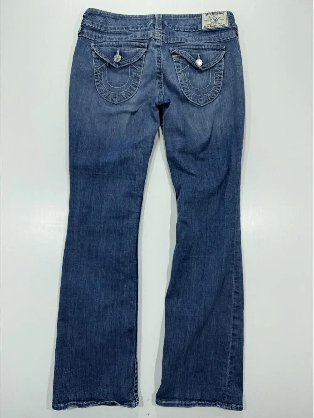 True Religion Jeans Mens 31 Boot Cut World Tour Blue Stretch Denim Made USA